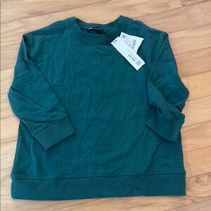 NWT Zara Women’s Gorgeous Jade Green Sweatshirt, 3/4 sleeve, size S